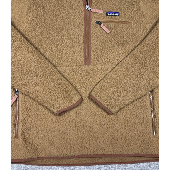 Patagonia Retro Pile Marsupial Nest Brown w/ Pink Zipper Puller Womens XL - Picture 5 of 10